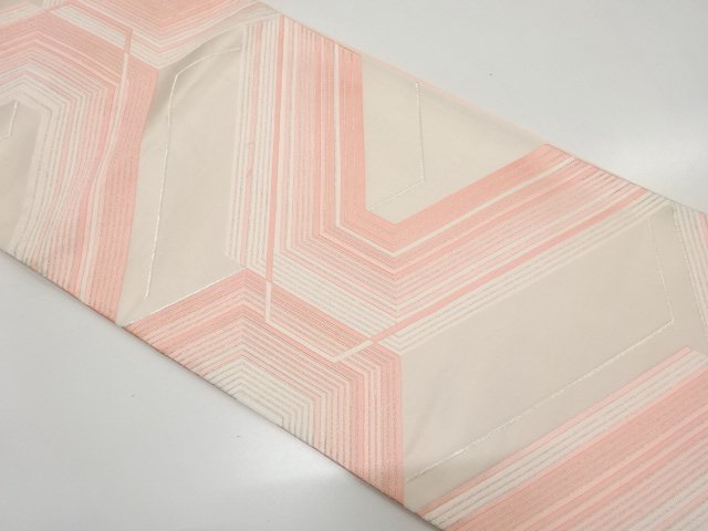 JAPANESE KIMONO / ANTIQUE GEOMETRIC PATTERN WOVEN FUKURO OBI (MATERIAL